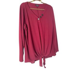 Lane Bryant Women's Burgundy Henley VNeck Sweater Sz 18/20
